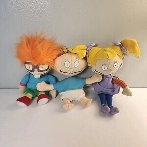 Vintage 1997 RUGRATS Plush Mini Applause Doll Figures Tommy, Chuckie, Angelica